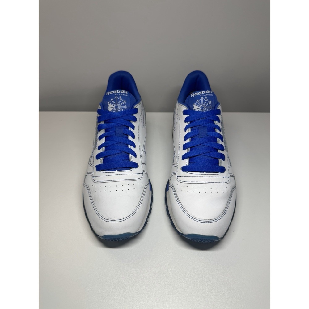Reebok Classic Leather White Blue GW0149 Men's Size 8.5 Clean Used No Box